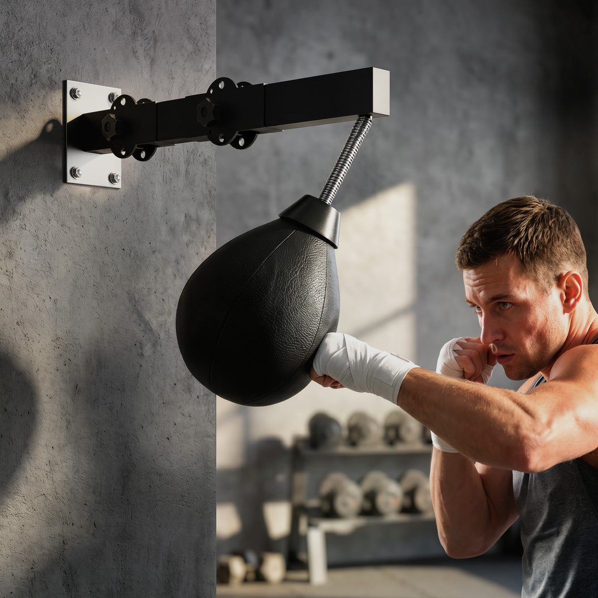 SPORTNOW Wall Mount Speed Bag, Height Adjustable Boxing Speed Bag with Manual Air Pump and Wrenches, Home Gym Workout Equipment