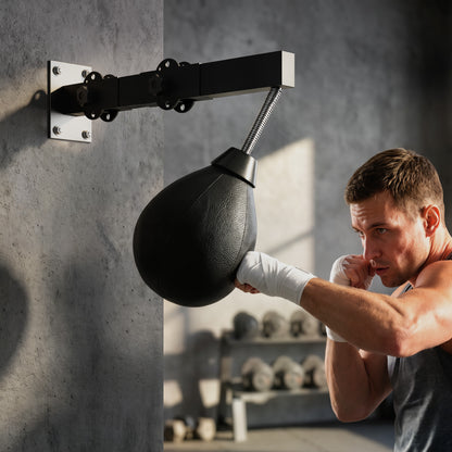 SPORTNOW Wall Mount Speed Bag, Height Adjustable Boxing Speed Bag with Manual Air Pump and Wrenches, Home Gym Workout Equipment