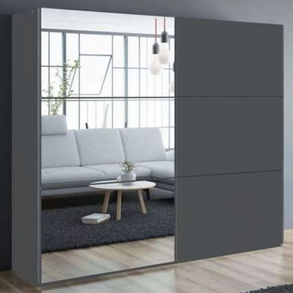 Boris 250cm Sliding Door Mirror Wardrobe - Grey, White, Black