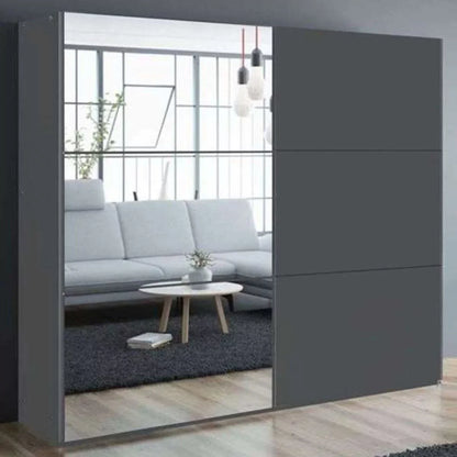 Boris 250cm Sliding Door Mirror Wardrobe - Black, White, Grey