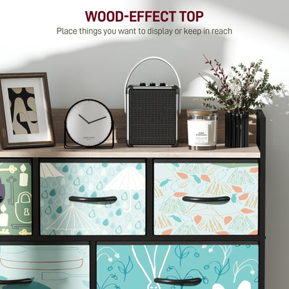 HOMCOM 7-Drawer Chest of Drawers - Blue