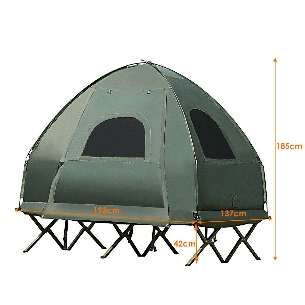 1/2 Person Foldable Camping Tent with Air Mattress Sleeping Bag-1 Person