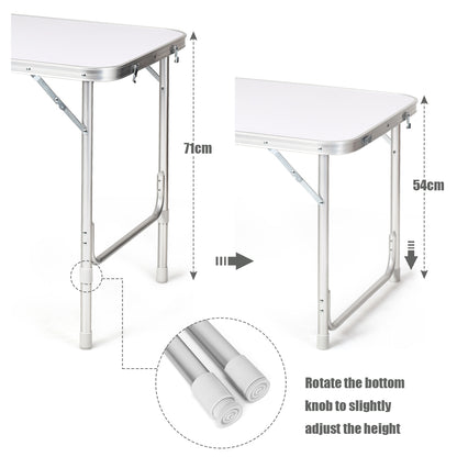 Portable Outdoor Aluminum Picnic Table with Zippered Storage Organizer for BBQ/Party