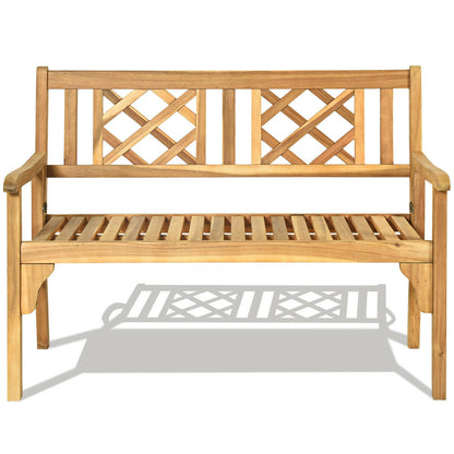 Foldable Acacia Wooden Bench Chair with Solid Hard Wood Structure