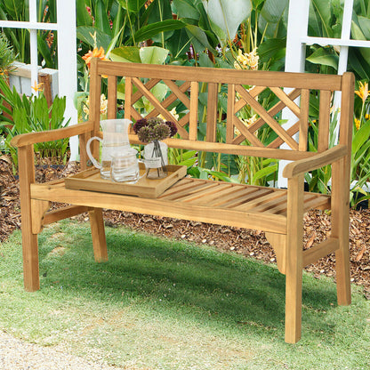 Foldable Acacia Wooden Bench Chair with Solid Hard Wood Structure