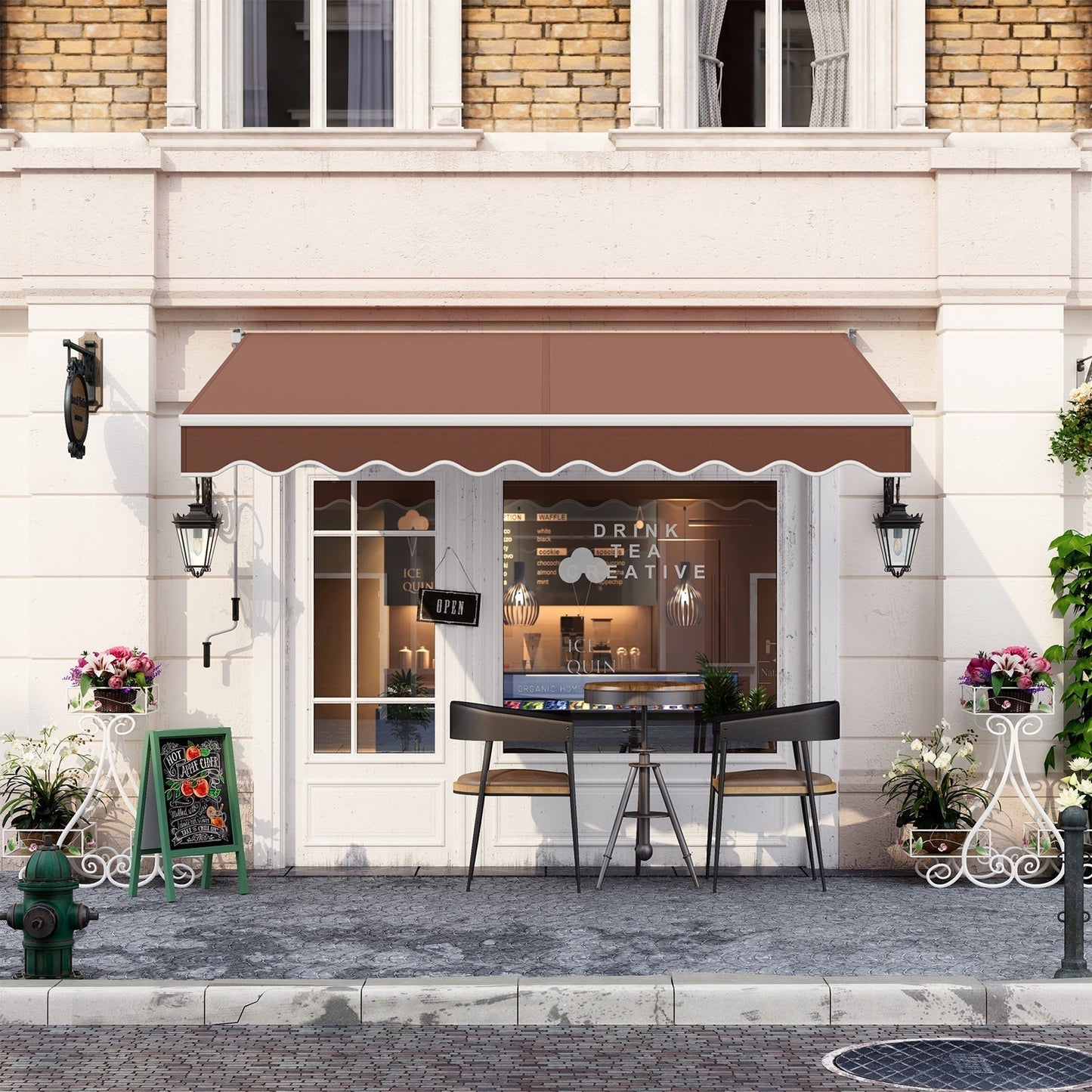 8 x 6.6 Feet Patio Retractable Awning withManual Crank Handle-Coffee