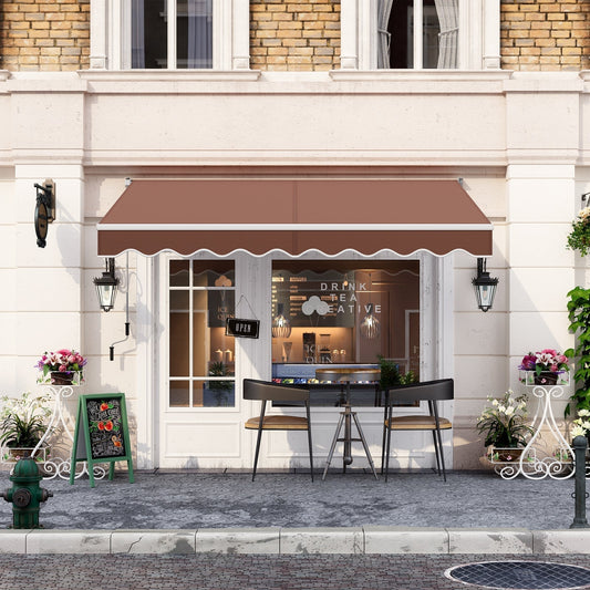 8 x 6.6 Feet Patio Retractable Awning withManual Crank Handle-Coffee