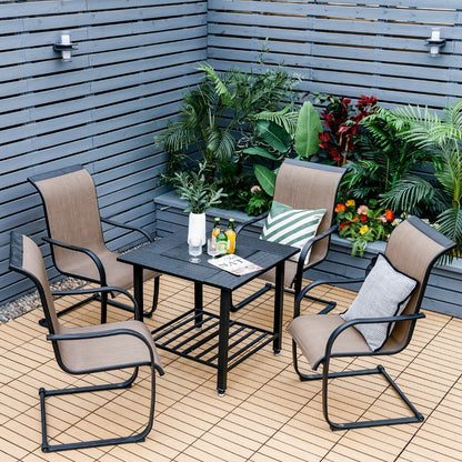 4 in 1 Outdoor Fire Pit with Mesh Cover and Removable Lid