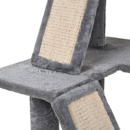 PawHut 130cm Cat Tree for Indoor Cats Activity Center with Condo Scratching Post Ladders Kitty Climbing Tower Relaxing Playing