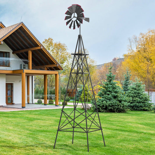 253cm Ornamental Windmill with 4 Support Legs for Backyard, Garden, Farm-Grey