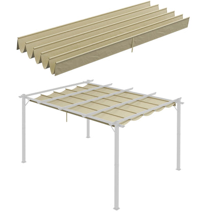 Outsunny Retractable Pergola Cover, 3.5 x 2.6 m Replacement Canopy Fabric for 4 x 3 m Frame, Roof Top Only, Beige