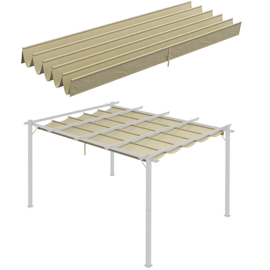 Outsunny Retractable Pergola Cover, 3.5 x 2.6 m Replacement Canopy Fabric for 4 x 3 m Frame, Roof Top Only, Beige