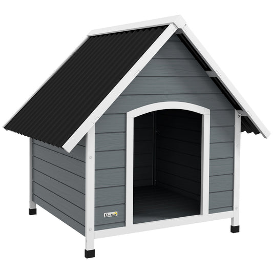 PawHut Outdoor Dog Kennel, drewniana buda dla psa, z wyjmowaną podłogą, drewno odporne na korozję, dla dużych psów, 106,5H x 110W x 98Dcm