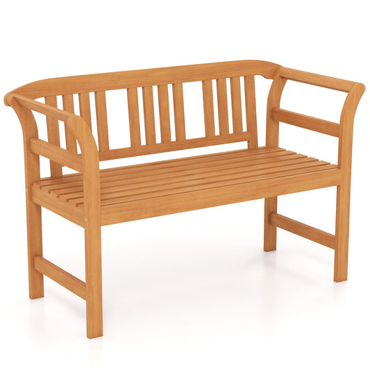 Outdoor Bench Acacia Wood 2-Person Patio Loveseat