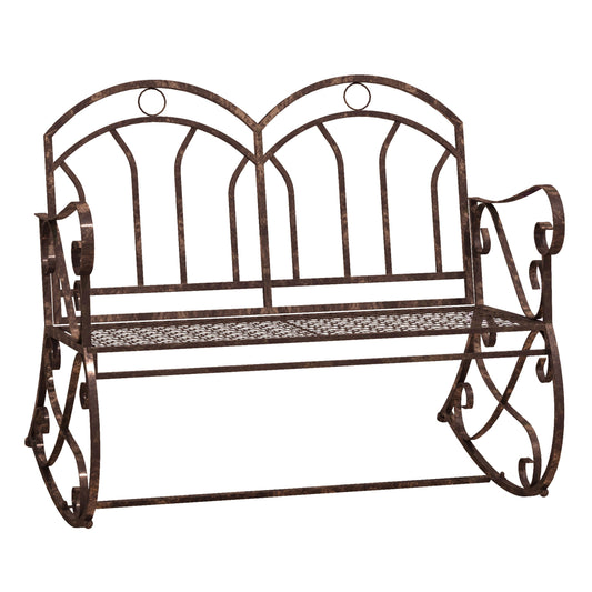 Outdoor Iron Rocking Chair in Bronze Red
