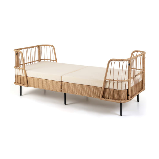 Outdoor PE Wicker Daybed in Beige