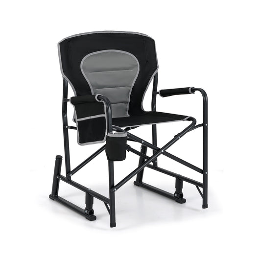 Outdoor Rocker Camping Chair Portable Foldable Rocking Chair-Black