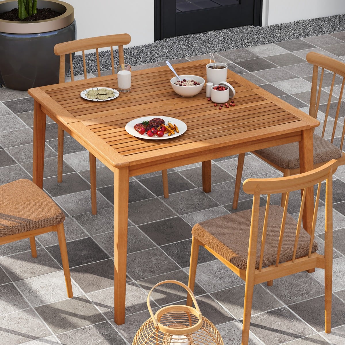 100 x 100cm Outdoor Acacia Wood Dining Table for 4 People