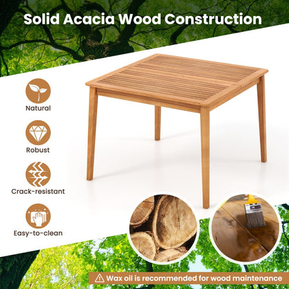 100 x 100cm Outdoor Acacia Wood Dining Table for 4 People