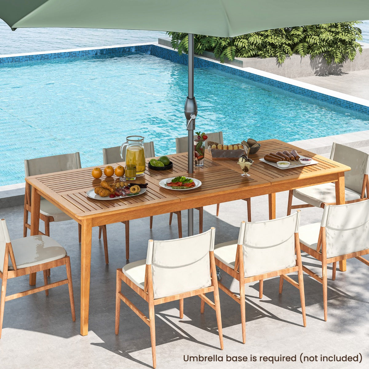 200 x 90cm Outdoor Acacia Wood Dining Table for 8 People