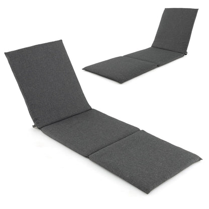 Folding Outdoor Chaise Lounge Cushion Patio Furniture Pad with Straps-Dark Grey-2 Pieces