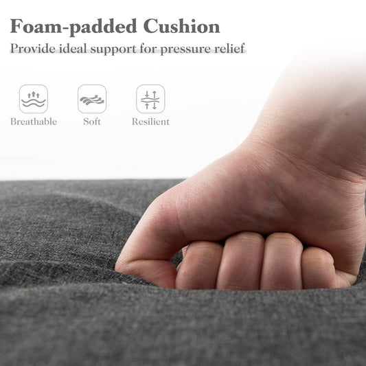 Folding Outdoor Chaise Lounge Cushion Patio Furniture Pad with Straps-Dark Grey-2 Pieces