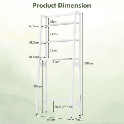 Over The Toilet Storage Shelf with Adjustable Adjustable Bottom Bar-White