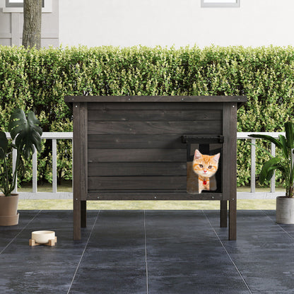 Outdoor Insulated Cat House with All-Round Insulated Styfoam-Black