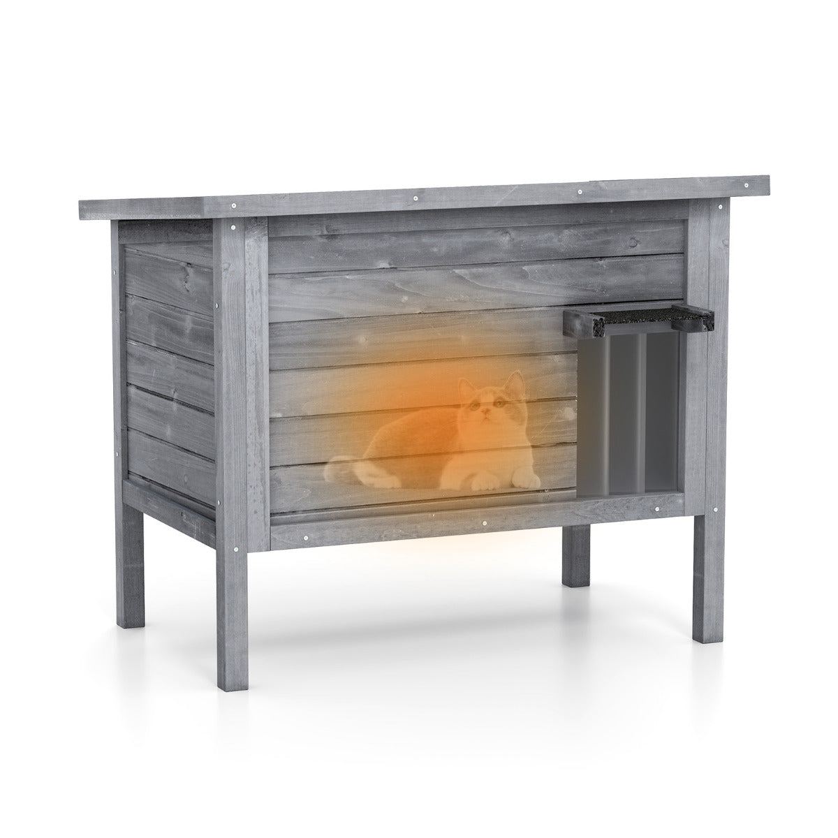 Outdoor Insulated Cat House with All-Round Insulated Styfoam-Dark Grey