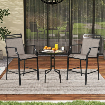 Outdoor Patio Chair Set of 2 with Footrest and High Back and Armrests-Grey