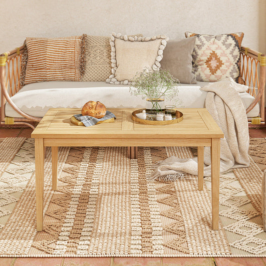 Outdoor Teak Wood Coffee Table with Slatted Tabletop