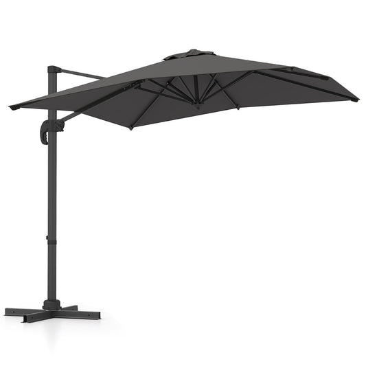 Patio Offset Umbrella with 360° Rotation and 5 Adjustable Tilt 8 Ribs-Grey