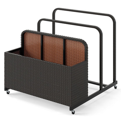 Outdoor Wicker Patio Pool Float Storage Organizer for Floaties-Brown