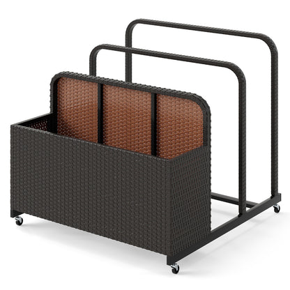 Outdoor Wicker Patio Pool Float Storage Organizer for Floaties-Brown