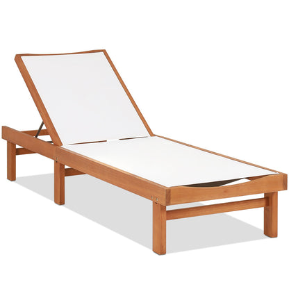 Solid Wood Back Adjustable Patio Lounge Chair