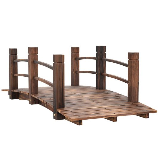 Outsunny 1.5M Wooden Garden Bridge in Dark Brown