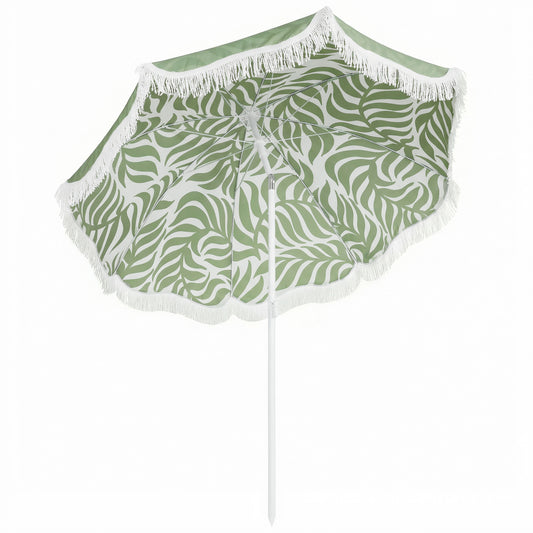 Outsunny 1.8 m Beach Umbrella Parasol with Sand Anchor in Green