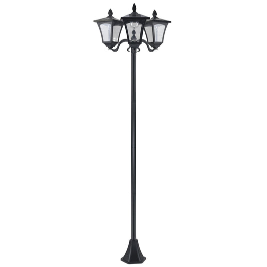 1.8m Traditional Victorian Style 3 Way Head Outdoor Garden Solar Post Lamp in Black