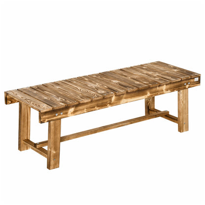 Outsunny 1 Piece 2-seater Outdoor Indoor Wooden Garden Bench in a Carbonised Finish