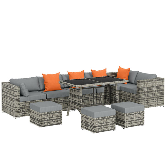 Outsunny 10 Piece Rattan Garden Furniture Set in Dark Grey