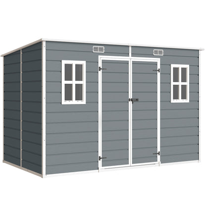 Outsunny Resin Garden Shed in Grey