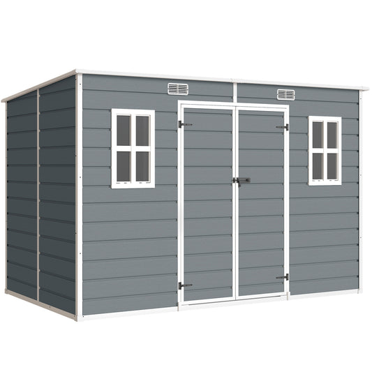 Outsunny Resin Garden Shed in Grey
