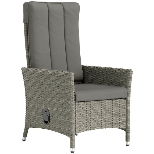 Outsunny 105°-150° Reclining Rattan Chair in Grey
