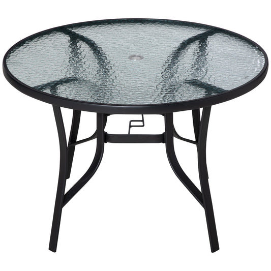 Outsunny 106cm Round Garden Dining Table in Black