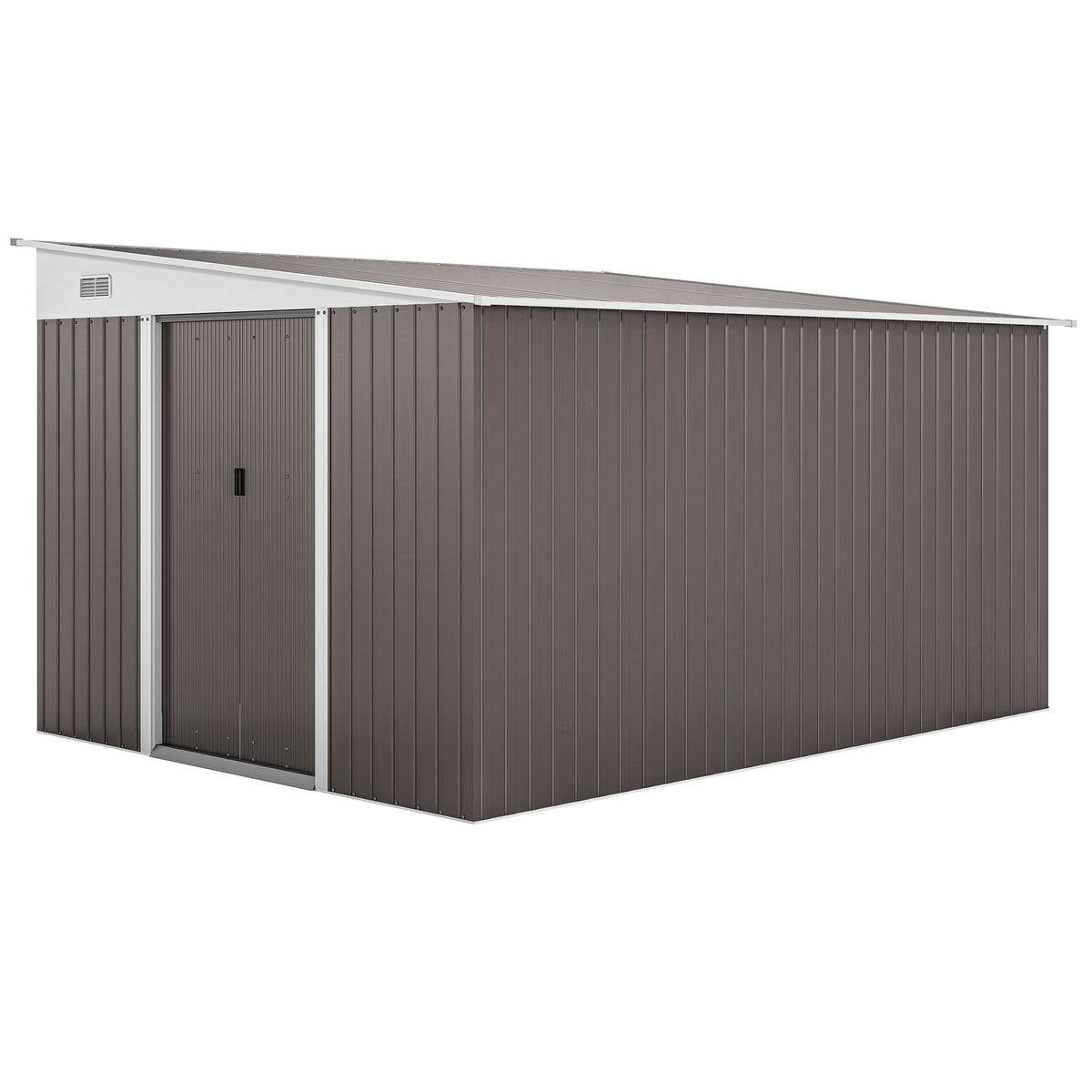Outsunny Lean to Metal Garden Shed in Grey