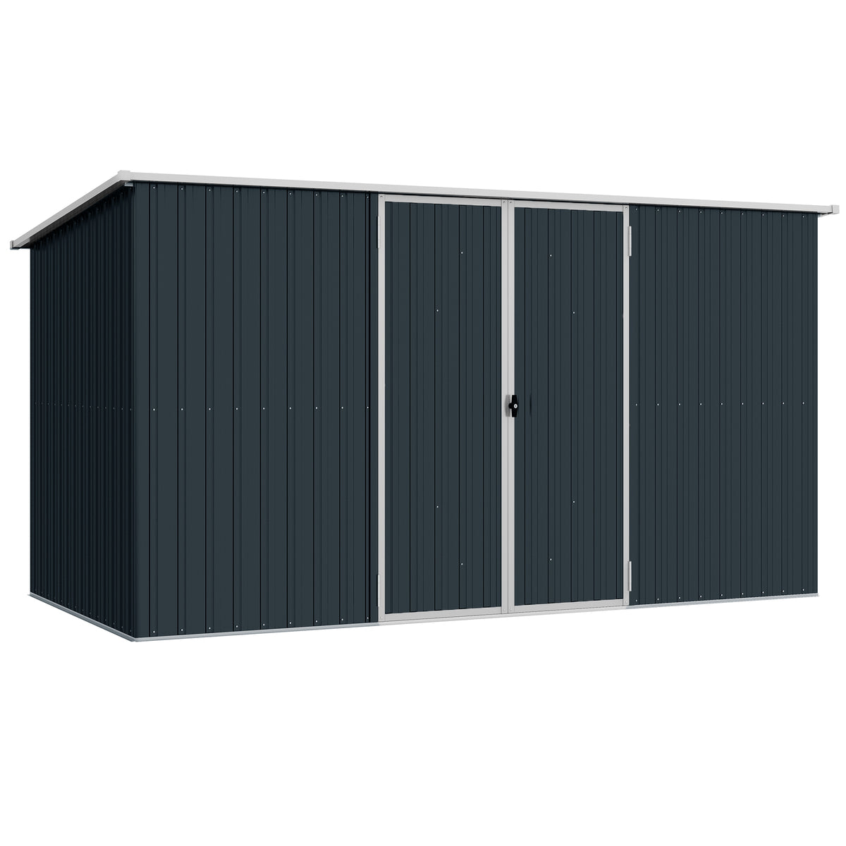 Outsunny Galvanised Steel Garden Shed in Grey