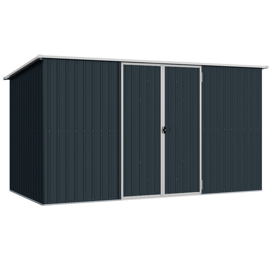 Outsunny Galvanised Steel Garden Shed in Grey