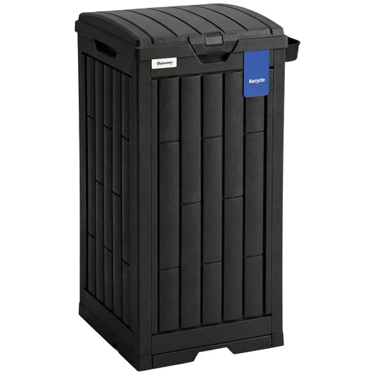 Outsunny 110 L Outdoor Bin with Dual Lid in Black
