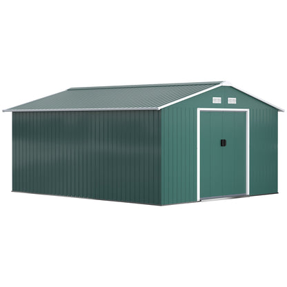 Outsunny Steel Sliding Door Storage Shed in Green
