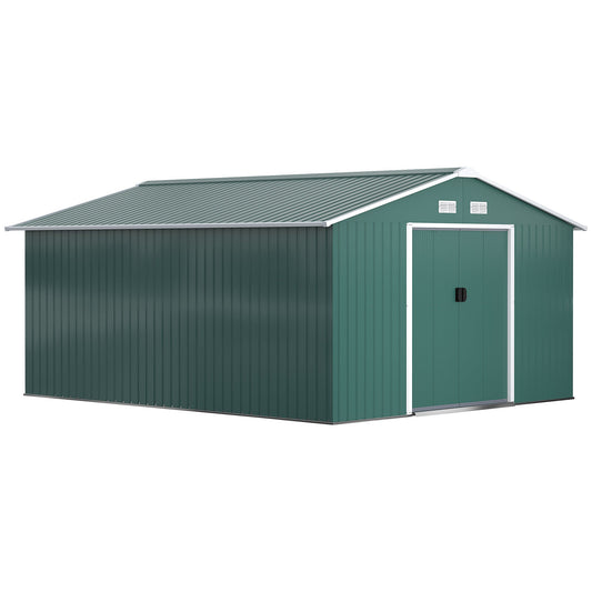 Outsunny Steel Sliding Door Storage Shed in Green